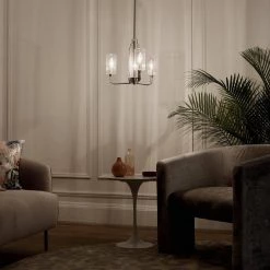 Kimrose 3-Light Polished Nickel with Satin Nickel Art Deco Dining Room Chandelier with Clear Fluted Glass by KICHLER 14 Kimrose 3-Light Polished Nickel with Satin Nickel Art Deco Dining Room Chandelier with Clear Fluted Glass by KICHLER -Kichler Sales polished nickel kichler chandeliers 52410pn fa 1000