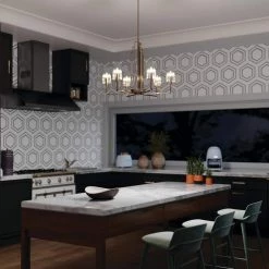 Kimrose 6-Lights Polished Nickel and Satin Nickel Art Deco Dining Room Chandelier with Clear Fluted Glass by KICHLER -Kichler Sales polished nickel kichler chandeliers 52411pn fa 1000