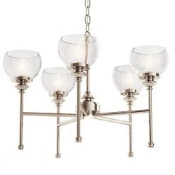 Lecelles 5-Light Polished Nickel Round Chandelier with Clear Glass Shades by KICHLER