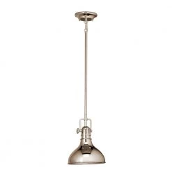 Hatteras Bay 1-Light Polished Nickel Vintage Industrial Kitchen Mini Pendant Hanging Light by KICHLER
