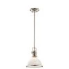 Hatteras Bay 1-Light Polished Nickel Vintage Industrial Kitchen Mini Pendant Hanging Light with Clear Fresnel Lens by KICHLER -Kichler Sales polished nickel kichler pendant lights 43764pn 64 1000