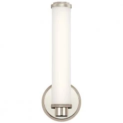 Indeco 16-Watt Polished Nickel Integrated LED Bathroom Indoor Wall Sconce with Satin Etched White Glass Shade by KICHLER -Kichler Sales polished nickel kichler vanity lighting 45686pnled c3 1000