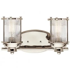 Ashland Bay 9 in. 2-Light Polished Nickel Bathroom Vanity Light with Seeded Glass Shade by KICHLER -Kichler Sales polished nickel kichler vanity lighting 45771pn 44 1000