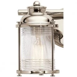 Ashland Bay 9 in. 2-Light Polished Nickel Bathroom Vanity Light with Seeded Glass Shade by KICHLER -Kichler Sales polished nickel kichler vanity lighting 45771pn 4f 1000