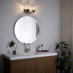 Ashland Bay 9 in. 2-Light Polished Nickel Bathroom Vanity Light with Seeded Glass Shade by KICHLER -Kichler Sales polished nickel kichler vanity lighting 45771pn 76 1000