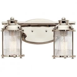 Ashland Bay 9 in. 2-Light Polished Nickel Bathroom Vanity Light with Seeded Glass Shade by KICHLER -Kichler Sales polished nickel kichler vanity lighting 45771pn c3 1000