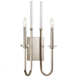 Kadas 2-Light Polished Nickel Bathroom Indoor Wall Sconce with Clear Crystal Glass by KICHLER
