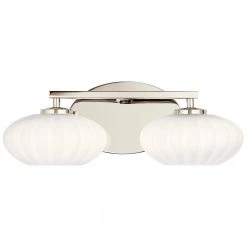 Pim 8 in. 2-Light Polished Nickel Bathroom Vanity Light with Etched Glass Shade by KICHLER -Kichler Sales polished nickel kichler vanity lighting 55024pn 4f 1000