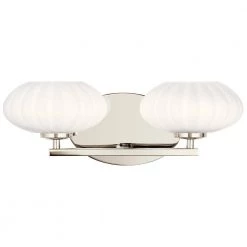 Pim 8 in. 2-Light Polished Nickel Bathroom Vanity Light with Etched Glass Shade by KICHLER -Kichler Sales polished nickel kichler vanity lighting 55024pn c3 1000