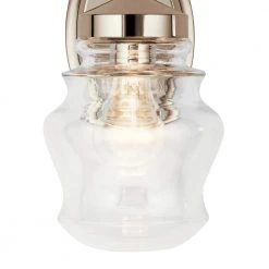 Janiel 1-Light Polished Nickel Bathroom Indoor Wall Sconce with Clear Glass Shade by KICHLER -Kichler Sales polished nickel kichler vanity lighting 55037pn 1f 1000