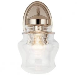 Janiel 1-Light Polished Nickel Bathroom Indoor Wall Sconce with Clear Glass Shade by KICHLER -Kichler Sales polished nickel kichler vanity lighting 55037pn 4f 1000