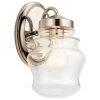 Janiel 1-Light Polished Nickel Bathroom Indoor Wall Sconce with Clear Glass Shade by KICHLER -Kichler Sales polished nickel kichler vanity lighting 55037pn 64 1000