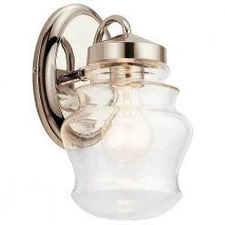 Janiel 1-Light Polished Nickel Bathroom Indoor Wall Sconce with Clear Glass Shade by KICHLER