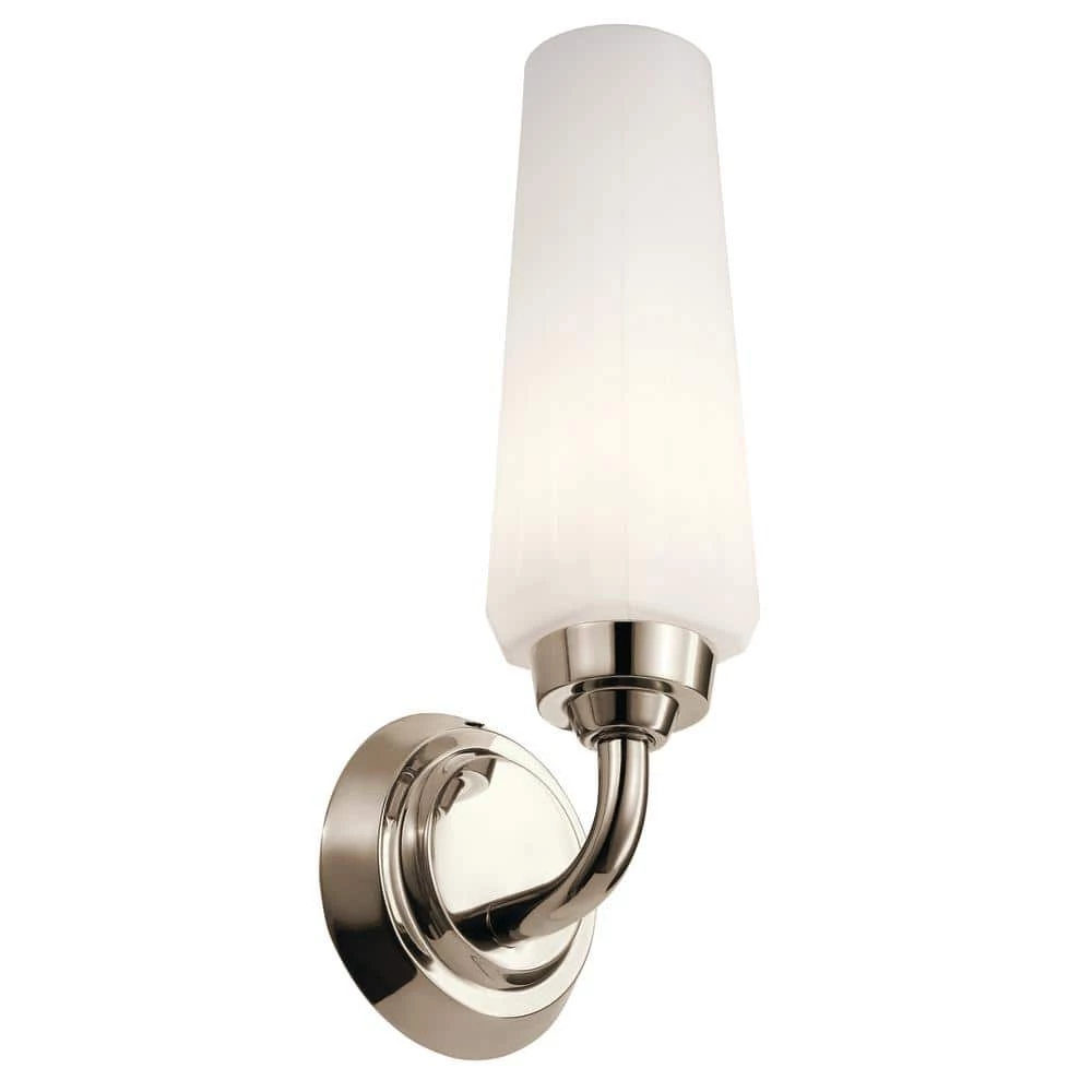 Truby 11.5 in. 1-Light Polished Nickel Bathroom Indoor Wall Sconce with Satin Etched Cased Opal Glass by KICHLER 3 Truby 11.5 in. 1-Light Polished Nickel Bathroom Indoor Wall Sconce with Satin Etched Cased Opal Glass by KICHLER