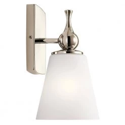 Cosabella 6 in. 1-Light Polished Nickel Bathroom Indoor Wall Sconce with Satin Etched Cased Opal Glass by KICHLER -Kichler Sales polished nickel kichler vanity lighting 55090pn 4f 1000
