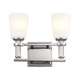 Rosalind 14.25 in. 2-Light Polished Nickel Bathroom Vanity Light with Satin Etched Cased Opal Glass Shades by KICHLER -Kichler Sales polished nickel kichler vanity lighting 55146pn 4f 1000
