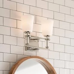 Rosalind 14.25 in. 2-Light Polished Nickel Bathroom Vanity Light with Satin Etched Cased Opal Glass Shades by KICHLER -Kichler Sales polished nickel kichler vanity lighting 55146pn 66 1000