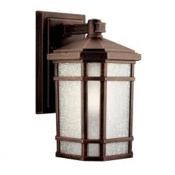 Cameron 10.75 in. 1-Light Prairie Rock Outdoor Light Wall Mount Lantern with Etched Linen Glass Panels (1-Pack) by KICHLER