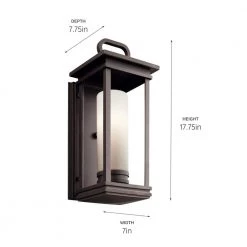 South Hope 17.75 in. 1-Light Rubbed Bronze Outdoor Light Wall Sconce with Satin Etched Cased Opal Glass (1-Pack) by KICHLER -Kichler Sales rubbed bronze kichler outdoor sconces 49475rz 4f 1000