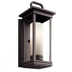 South Hope 17.75 in. 1-Light Rubbed Bronze Outdoor Light Wall Sconce with Satin Etched Cased Opal Glass (1-Pack) by KICHLER