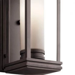 South Hope 17.75 in. 1-Light Rubbed Bronze Outdoor Light Wall Sconce with Satin Etched Cased Opal Glass (1-Pack) by KICHLER -Kichler Sales rubbed bronze kichler outdoor sconces 49475rz c3 1000