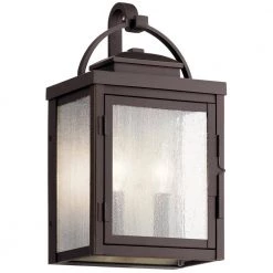 Carlson 14.75 in. 2-Lights Rubbed Bronze Wall Sconce Outdoor Light with Clear Seeded Glass (1-Pack) by KICHLER