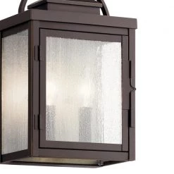 Carlson 14.75 in. 2-Lights Rubbed Bronze Wall Sconce Outdoor Light with Clear Seeded Glass (1-Pack) by KICHLER -Kichler Sales rubbed bronze kichler outdoor sconces 59011rz c3 1000