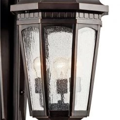 Courtyard 3-Light Rubbed Bronze Outdoor Light Wall Sconce with Clear Seeded Glass (1-Pack) by KICHLER -Kichler Sales rubbed bronze kichler outdoor sconces 9060rz c3 1000