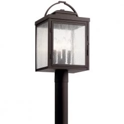 Carlson 4-Light Outdoor Rubbed Bronze Lamp Post Light with Clear Seeded Glass (1-Pack) by KICHLER