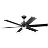Szeplo II 60 in. Integrated LED Indoor Satin Black Downrod Mount Ceiling Fan with Light Kit and Wall Control by KICHLER -Kichler Sales satin black kichler ceiling fans with lights 300300sbk 64 1000