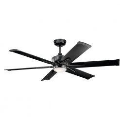 Szeplo II 60 in. Integrated LED Indoor Satin Black Downrod Mount Ceiling Fan with Light Kit and Wall Control by KICHLER