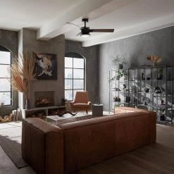 Pillar 52 in. Integrated LED Indoor Satin Black Downrod Mount Ceiling Fan with Remote by KICHLER -Kichler Sales satin black kichler ceiling fans with lights 300314sbk 31 1000