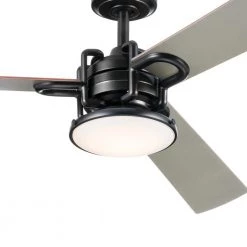 Pillar 52 in. Integrated LED Indoor Satin Black Downrod Mount Ceiling Fan with Remote by KICHLER -Kichler Sales satin black kichler ceiling fans with lights 300314sbk 44 1000