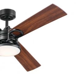 Pillar 52 in. Integrated LED Indoor Satin Black Downrod Mount Ceiling Fan with Remote by KICHLER -Kichler Sales satin black kichler ceiling fans with lights 300314sbk 4f 1000