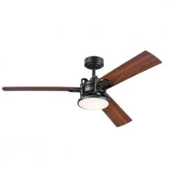 Pillar 52 in. Integrated LED Indoor Satin Black Downrod Mount Ceiling Fan with Remote by KICHLER