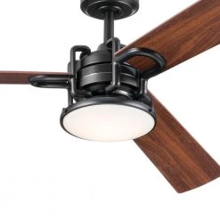Pillar 52 in. Integrated LED Indoor Satin Black Downrod Mount Ceiling Fan with Remote by KICHLER -Kichler Sales satin black kichler ceiling fans with lights 300314sbk c3 1000