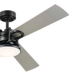 Pillar 52 in. Integrated LED Indoor Satin Black Downrod Mount Ceiling Fan with Remote by KICHLER -Kichler Sales satin black kichler ceiling fans with lights 300314sbk fa 1000