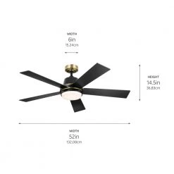 Grace 52 in. Integrated LED Indoor Satin Black Down Rod Mount Ceiling Fan with Light and Remote by KICHLER -Kichler Sales satin black kichler ceiling fans with lights 300316sbk 66 1000