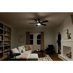 Grace 52 in. Integrated LED Indoor Satin Black Down Rod Mount Ceiling Fan with Light and Remote by KICHLER -Kichler Sales satin black kichler ceiling fans with lights 300316sbk fa 1000