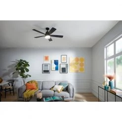 Dawn 52 in. Integrated LED Indoor Satin Black Down Rod Mount Ceiling Fan with Light and Remote by KICHLER 20 Dawn 52 in. Integrated LED Indoor Satin Black Down Rod Mount Ceiling Fan with Light and Remote by KICHLER -Kichler Sales satin black kichler ceiling fans with lights 300319sbk 44 1000