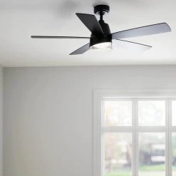 Dawn 52 in. Integrated LED Indoor Satin Black Down Rod Mount Ceiling Fan with Light and Remote by KICHLER 16 Dawn 52 in. Integrated LED Indoor Satin Black Down Rod Mount Ceiling Fan with Light and Remote by KICHLER -Kichler Sales satin black kichler ceiling fans with lights 300319sbk 66 1000