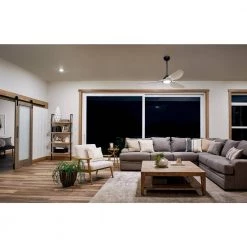 Imari 65 in. Integrated LED Indoor Satin Black Downrod Mount Ceiling Fan with Light with Switch by KICHLER -Kichler Sales satin black kichler ceiling fans with lights 300365sbk 1f 1000