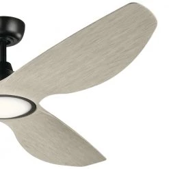 Imari 65 in. Integrated LED Indoor Satin Black Downrod Mount Ceiling Fan with Light with Switch by KICHLER -Kichler Sales satin black kichler ceiling fans with lights 300365sbk 44 1000