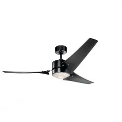 Rana 60 in. Integrated LED Indoor Satin Black Downrod Mount Ceiling Fan with Light Kit and Wall Control by KICHLER