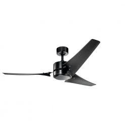 Rana 60 in. Integrated LED Indoor Satin Black Downrod Mount Ceiling Fan with Light Kit and Wall Control by KICHLER -Kichler Sales satin black kichler ceiling fans with lights 310155sbk c3 1000