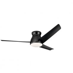 Eris 60 in. Integrated LED Indoor Satin Black Flush Mount Ceiling Fan with Light Kit and Wall Control by KICHLER