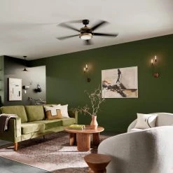 Salvo 56 in. Integrated LED Indoor Satin Black Downrod Mount Ceiling Fan with Wall Control by KICHLER -Kichler Sales satin black kichler ceiling fans with lights 330045sbk 31 1000