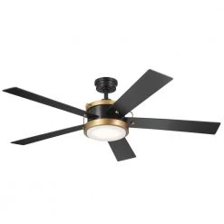 Salvo 56 in. Integrated LED Indoor Satin Black Downrod Mount Ceiling Fan with Wall Control by KICHLER
