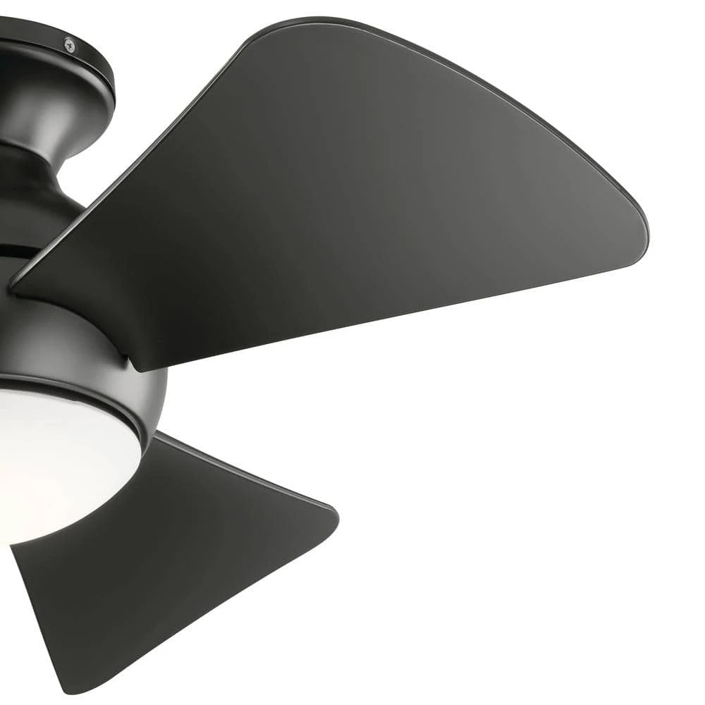 Sola 34 in. Integrated LED Indoor Satin Black Flush Mount Ceiling Fan with Light Kit and Wall Control by KICHLER 6 Sola 34 in. Integrated LED Indoor Satin Black Flush Mount Ceiling Fan with Light Kit and Wall Control by KICHLER - Image 4