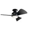Sola 34 in. Integrated LED Indoor Satin Black Flush Mount Ceiling Fan with Light Kit and Wall Control by KICHLER -Kichler Sales satin black kichler ceiling fans with lights 330150sbk 64 1000